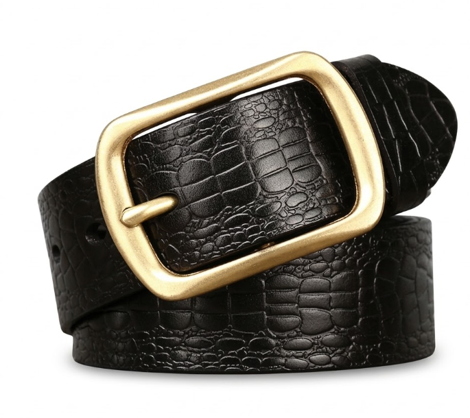 EDMOND CROCO LEATHER BELT