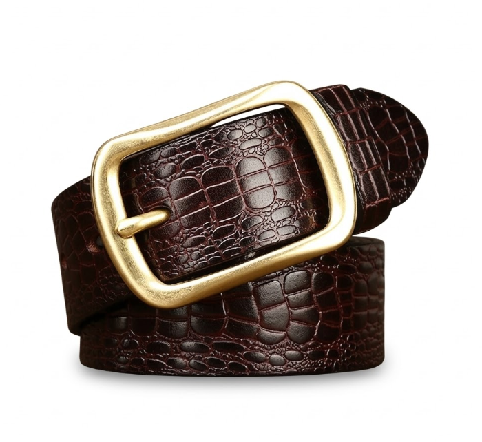 EDMOND CROCO LEATHER BELT